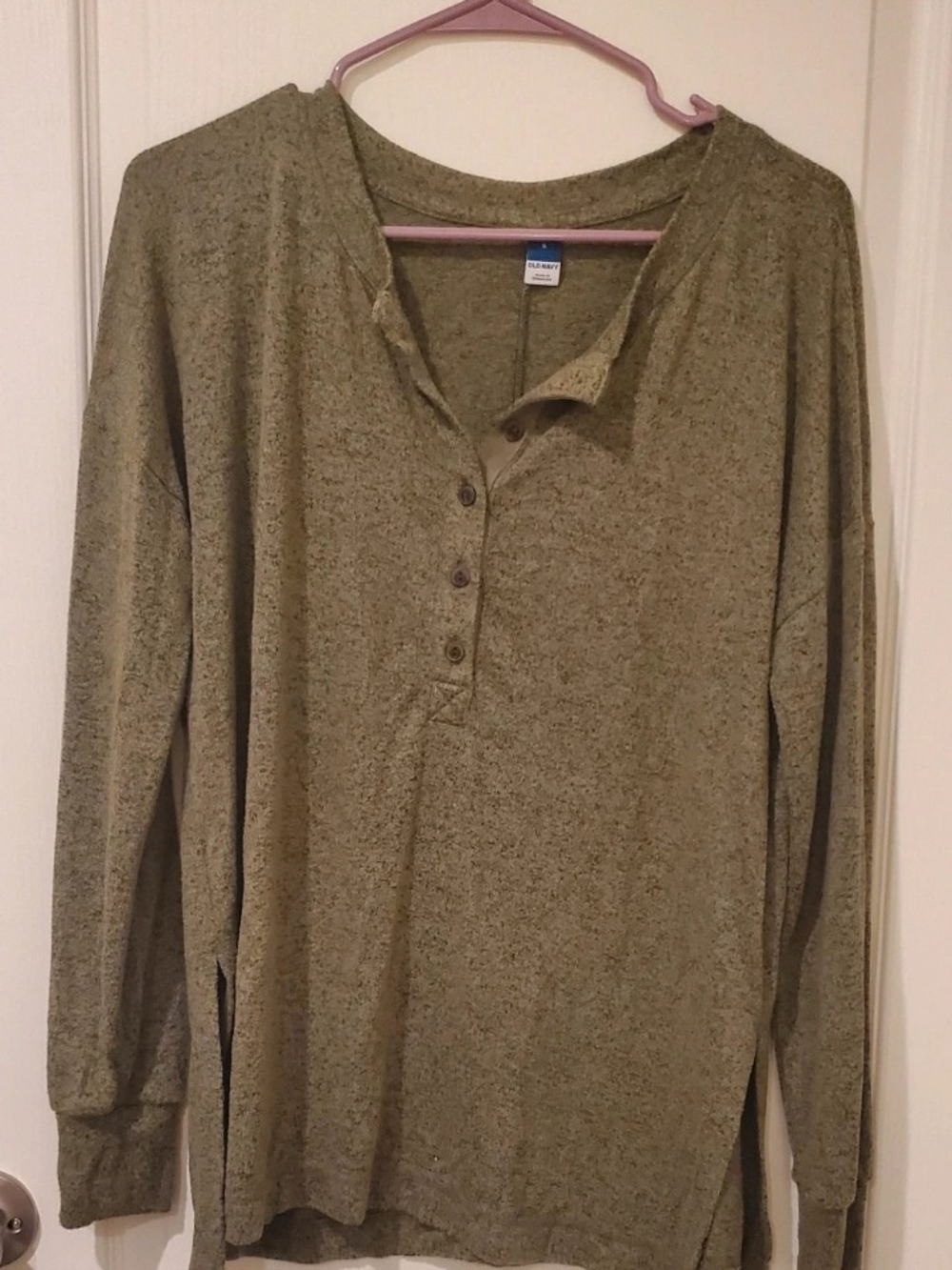 Old Navy Olive Green Long Sleeve Henley Top